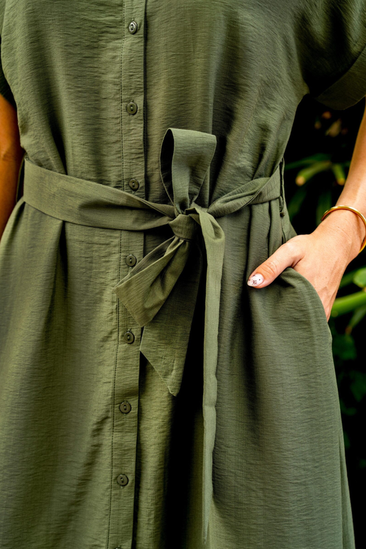 Carlson Dress - Moss Green