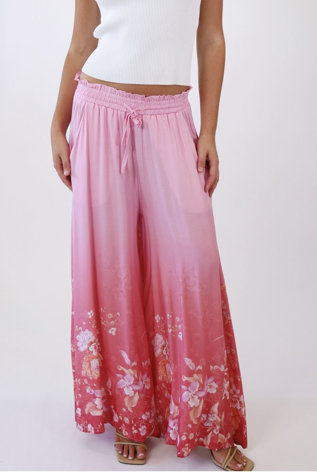 Spring Bloom Wide Leg Pants – Pink Multi