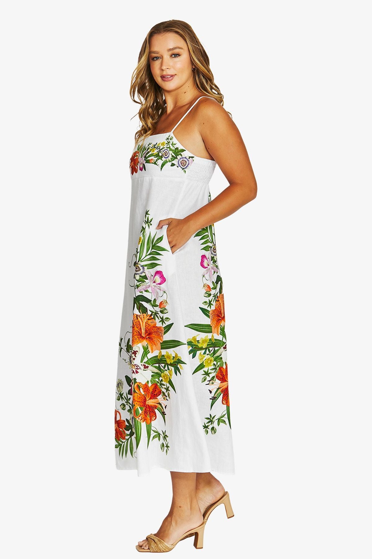 Linen Maxi Dress - Multi Floral