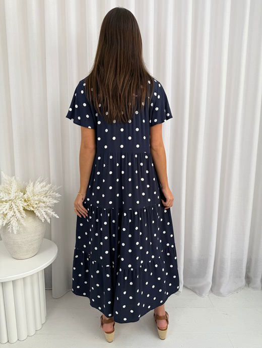 Sunday Stroll Dress – Navy Spot