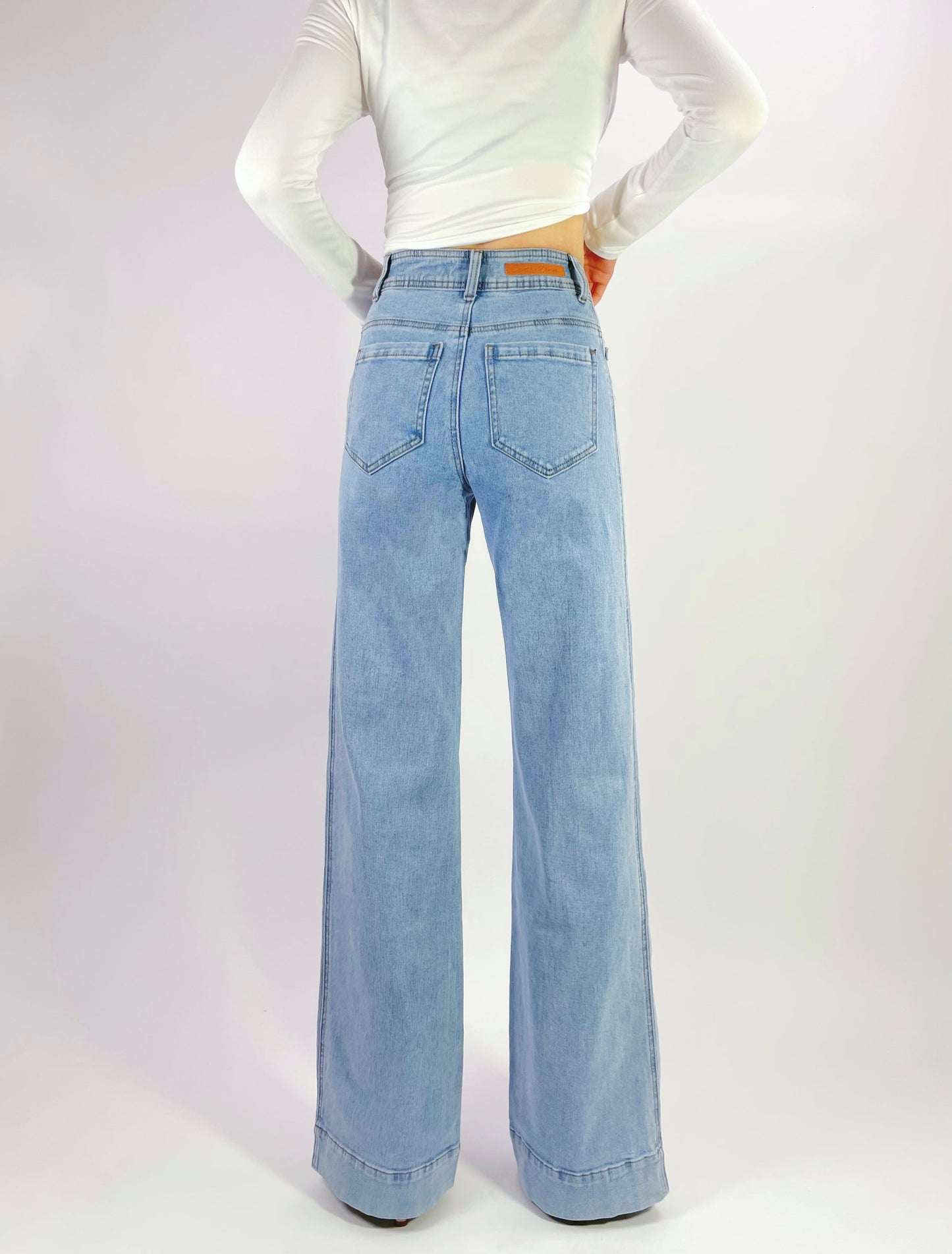 High Waist Wide Leg Jeans – Light Blue