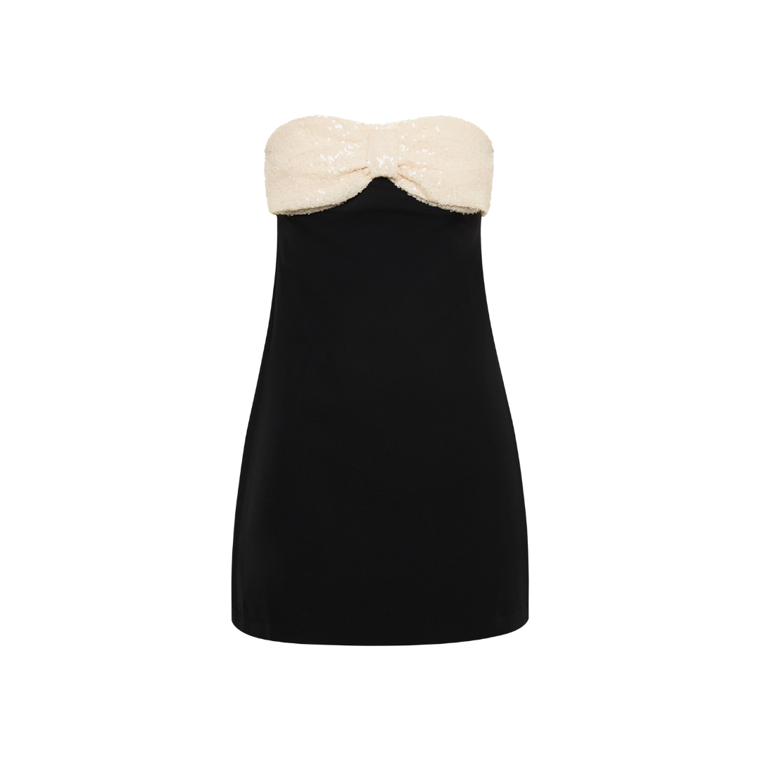 Lucilla - Black with Champagne Bow