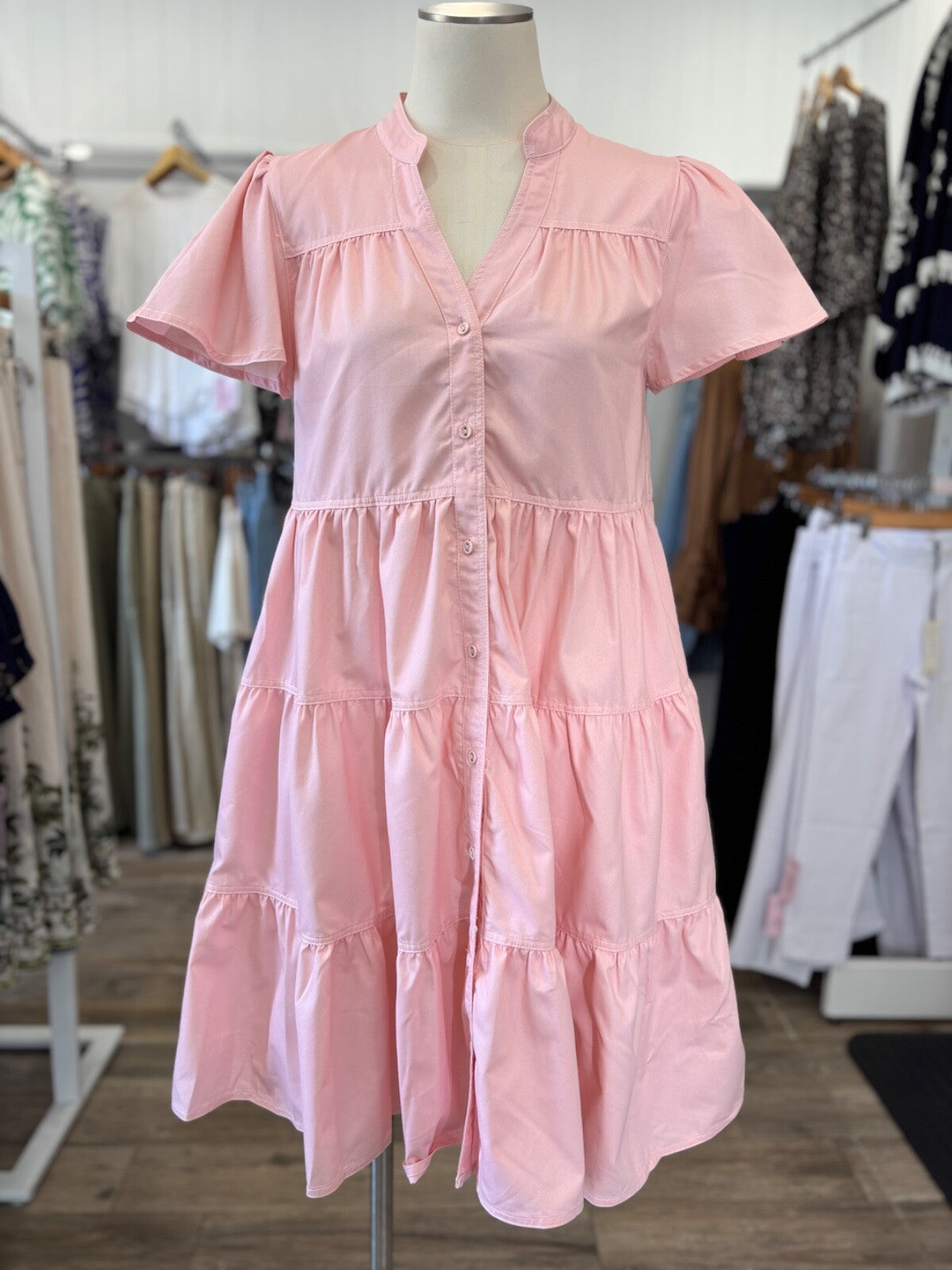 Pink Tiered Babydoll Dress