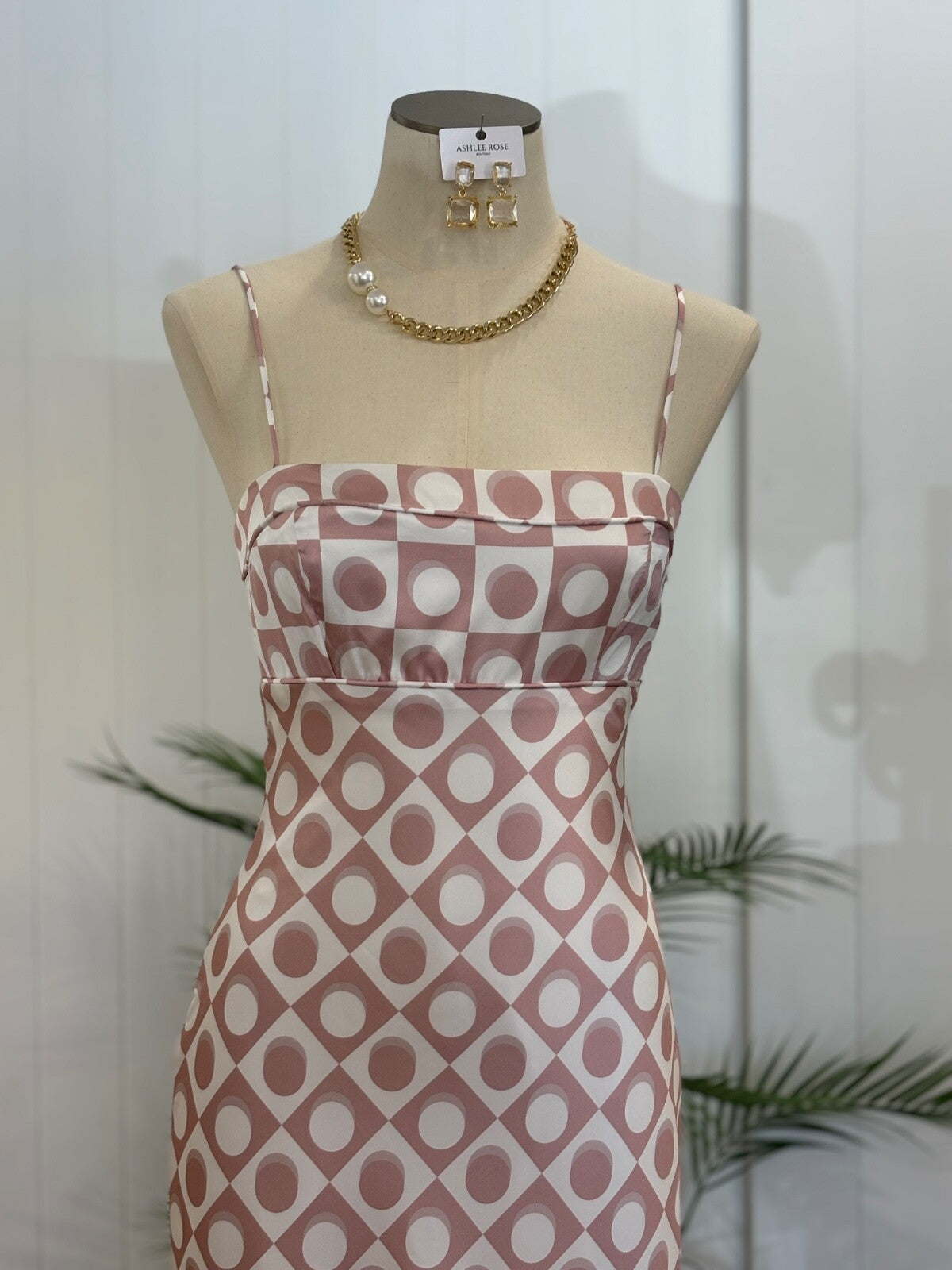 Retro Pink Satin Maxi Dress