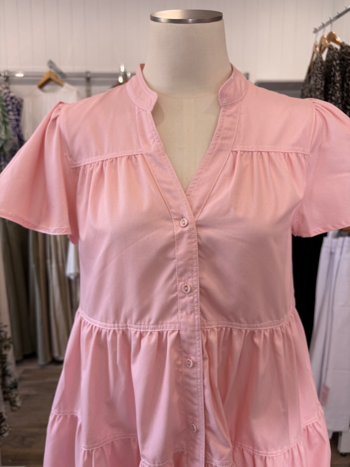 Pink Tiered Babydoll Dress