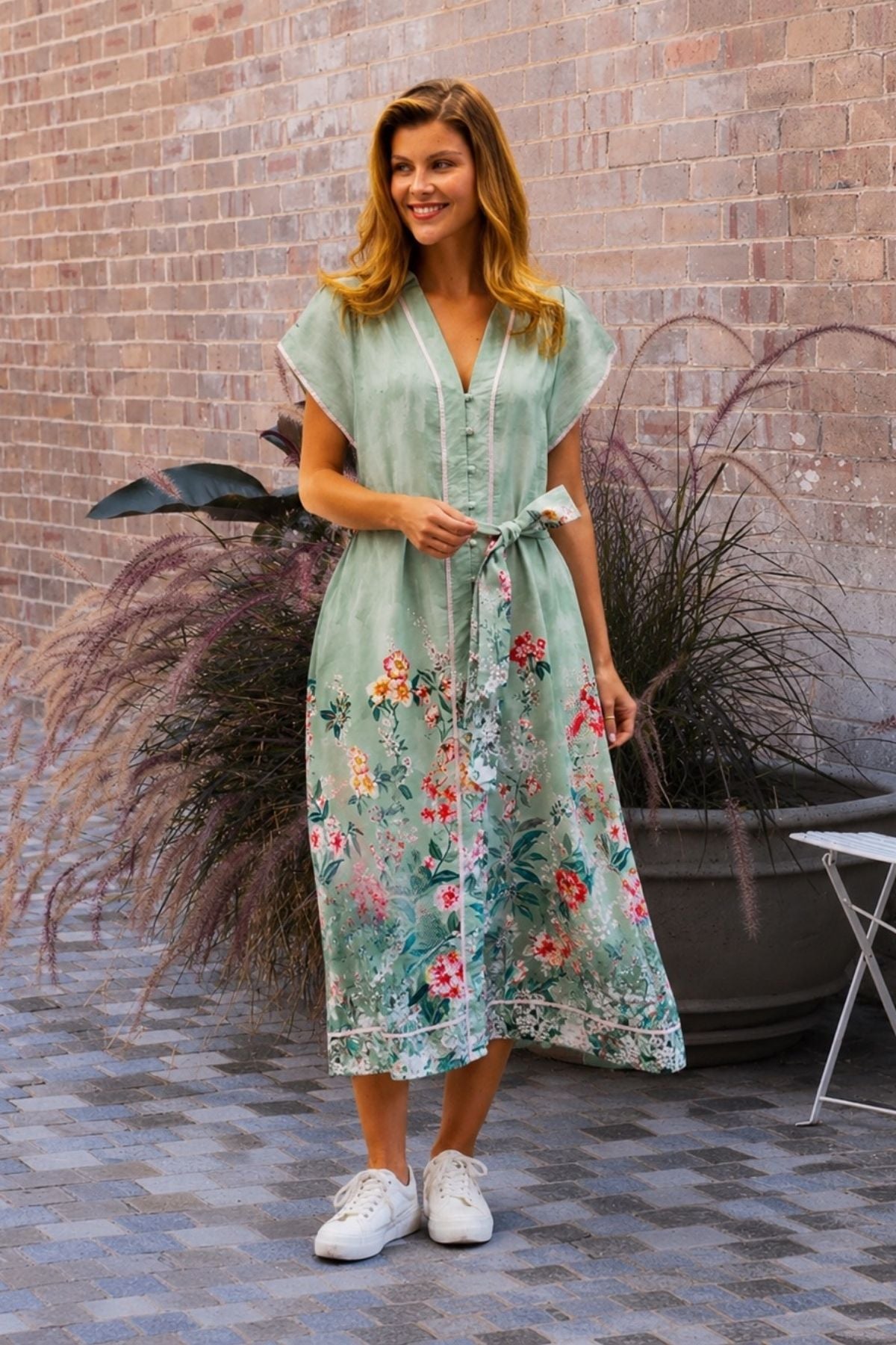 Sanders Midi Dress - Sage Pink Floral