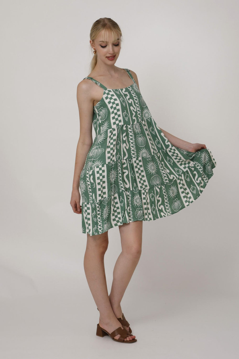Aegean Coast Mini Dress – Green