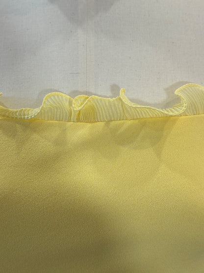 Yellow Strapless Bodycon Midi Dress | Ruffle Trim | Here Comes The Sun | Stretch