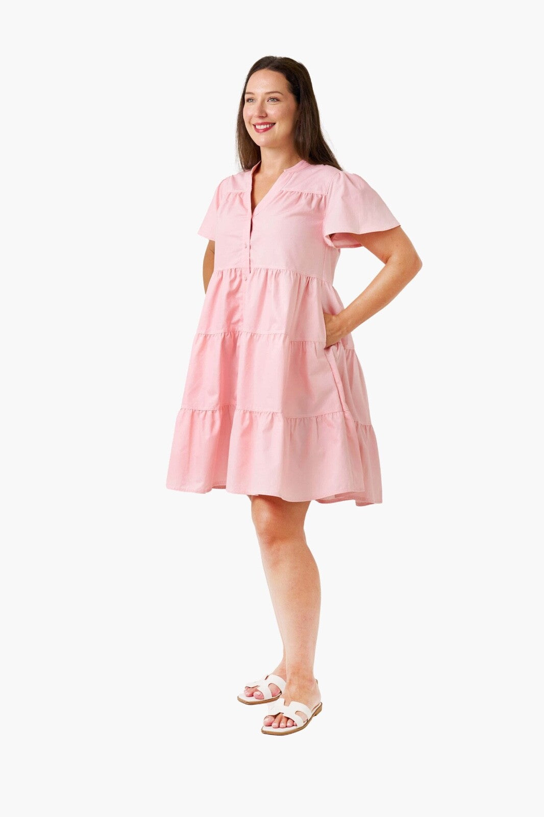 Pink Tiered Babydoll Dress