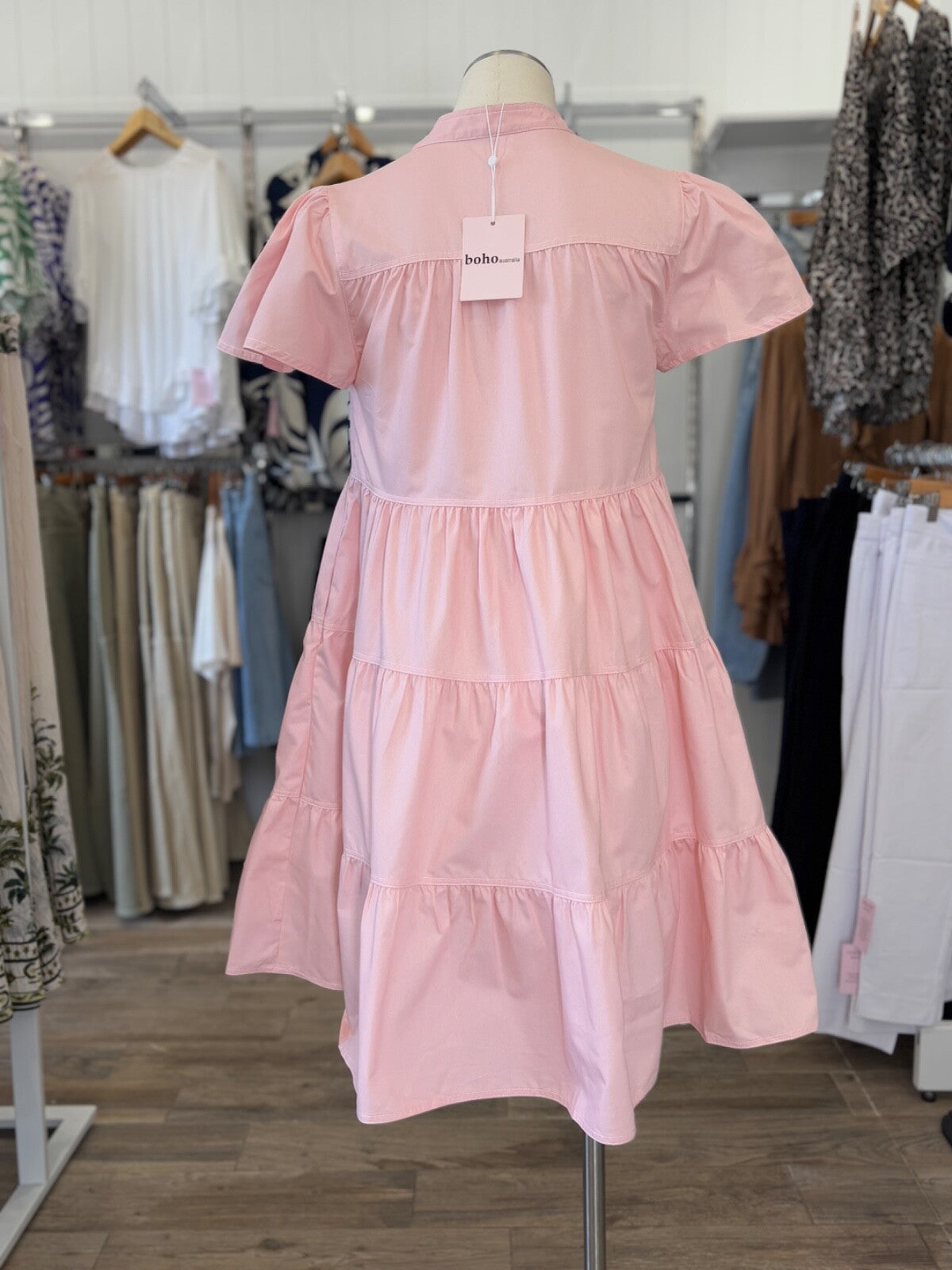 Pink Tiered Babydoll Dress