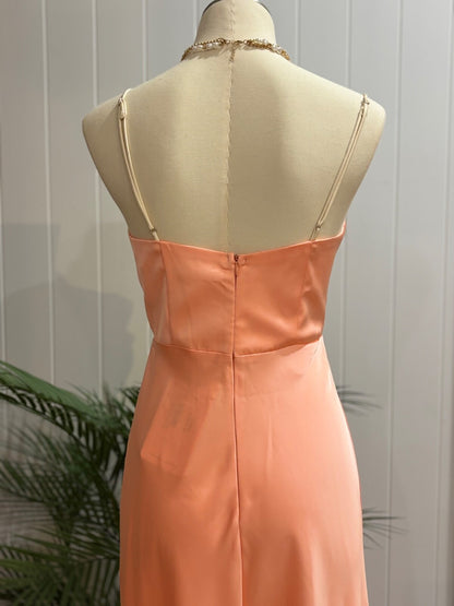 Peach Satin Formal Dress | Adjustable Straps | Hidden Zipper |Here Comes The Sun