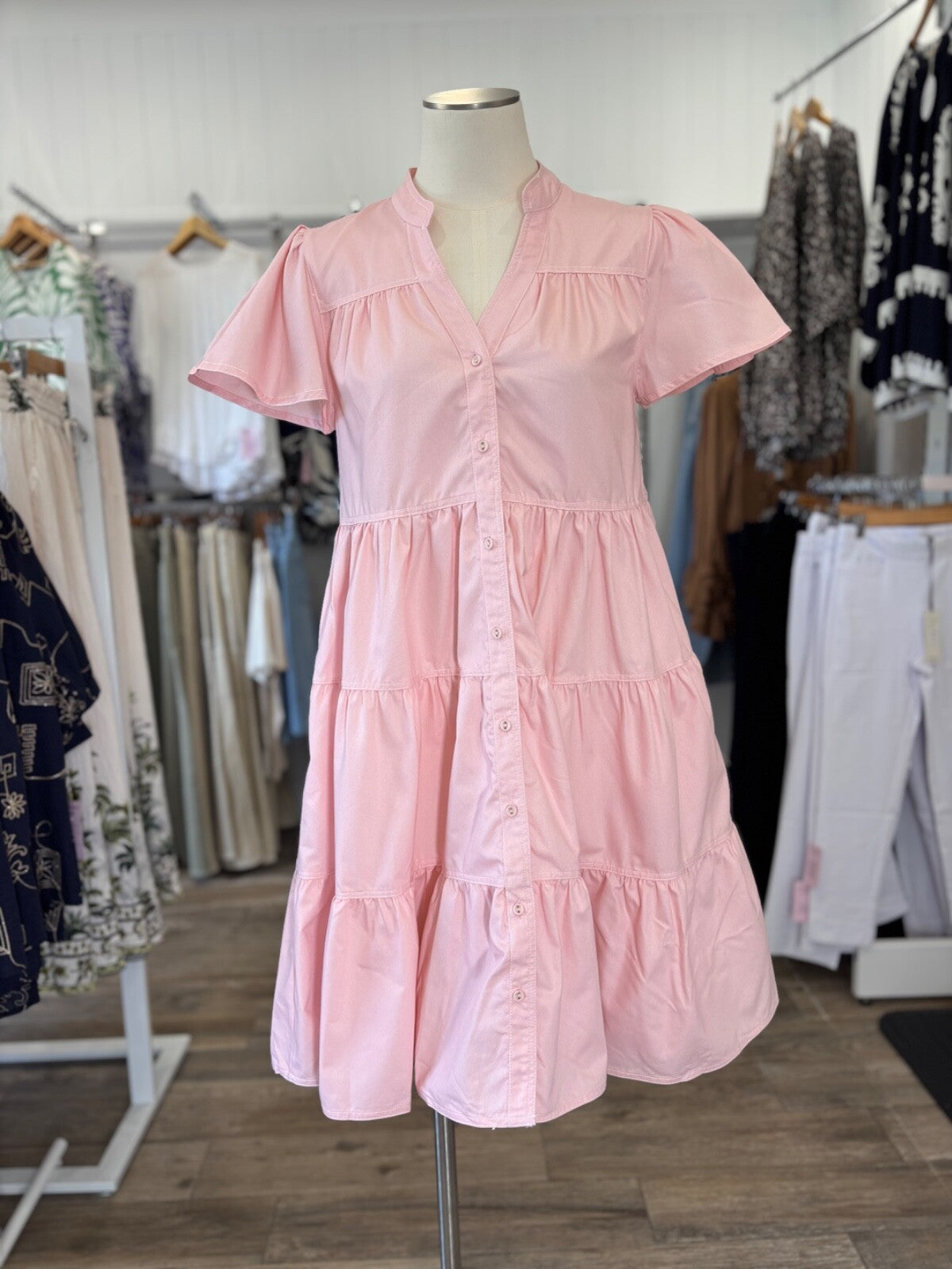 Pink Tiered Babydoll Dress