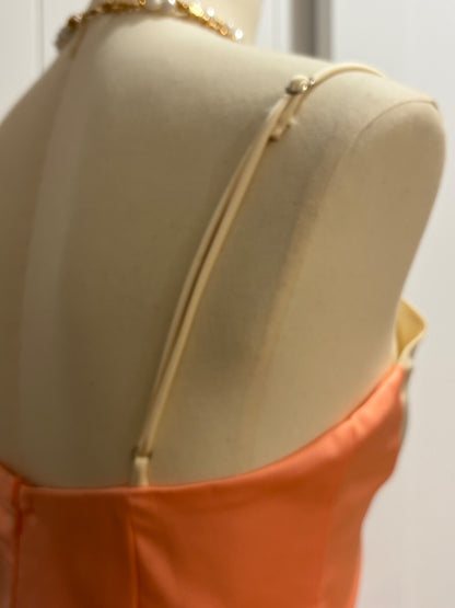 Peach Satin Formal Dress | Adjustable Straps | Hidden Zipper |Here Comes The Sun