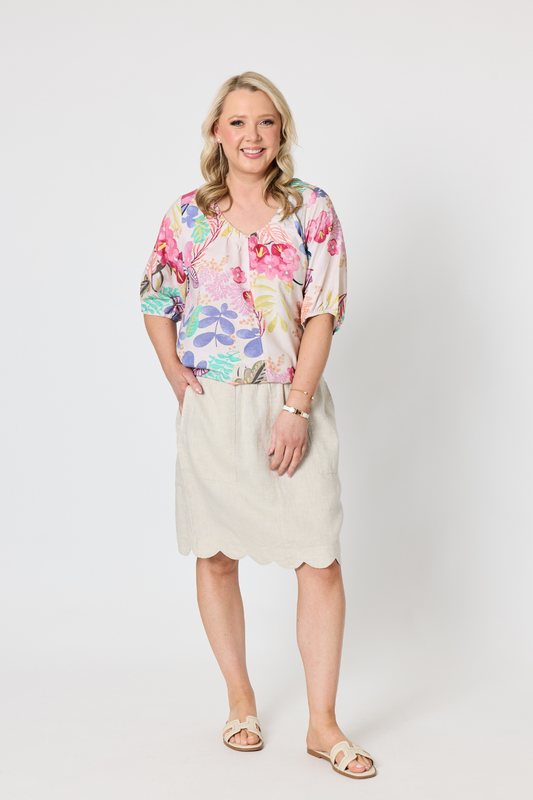 Desert Rose Floral Print Top - Pink/Multi