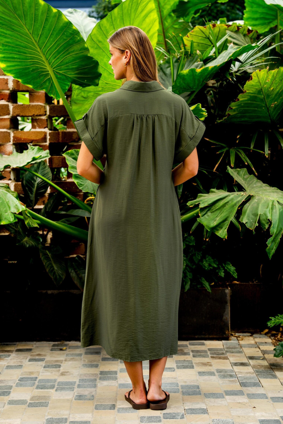 Carlson Dress - Moss Green