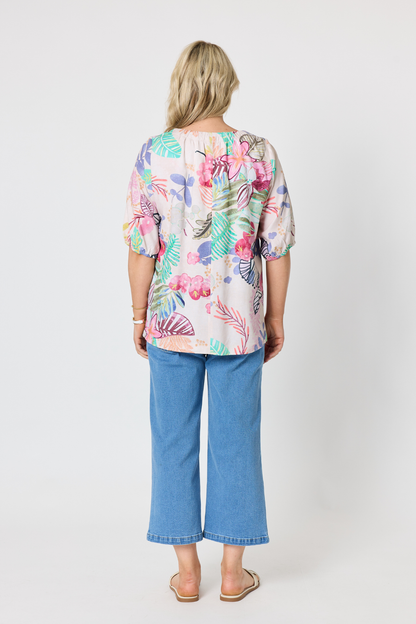 Desert Rose Floral Print Top - Pink/Multi