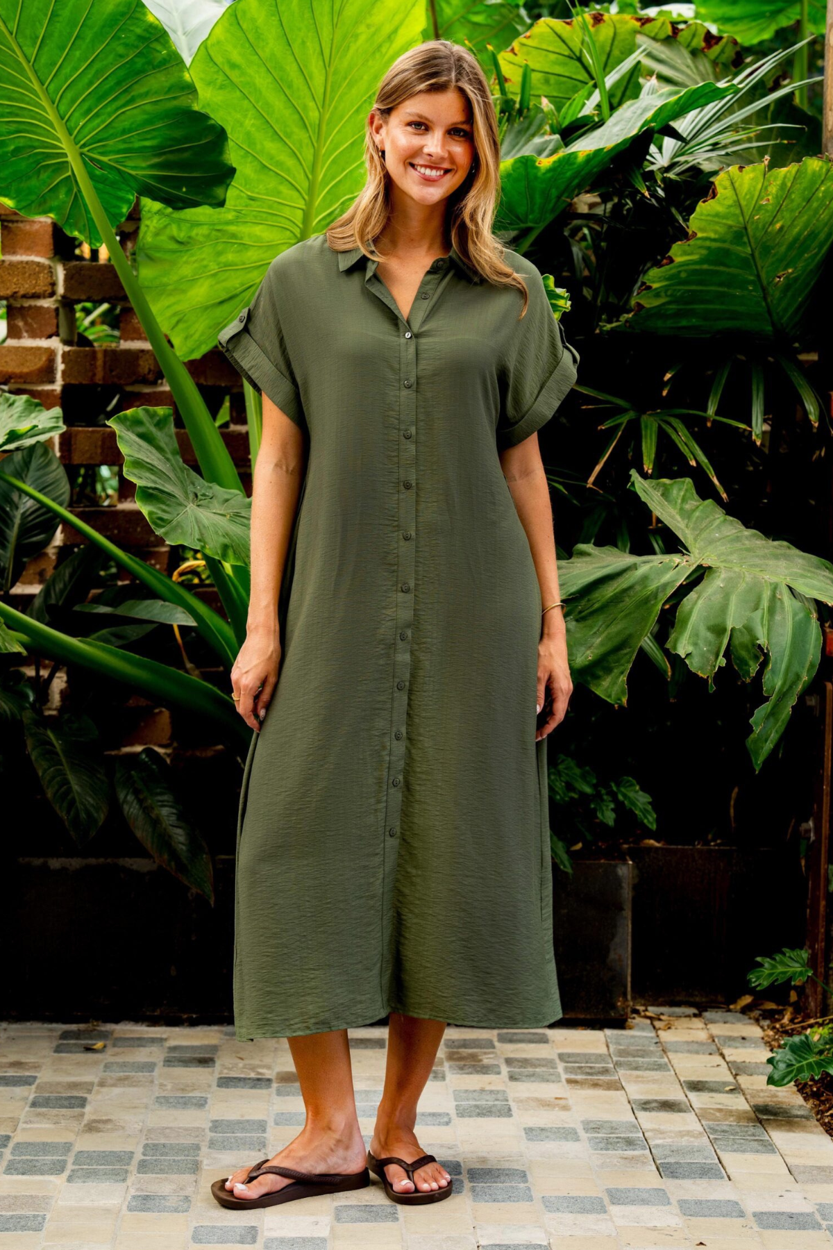 Carlson Dress - Moss Green