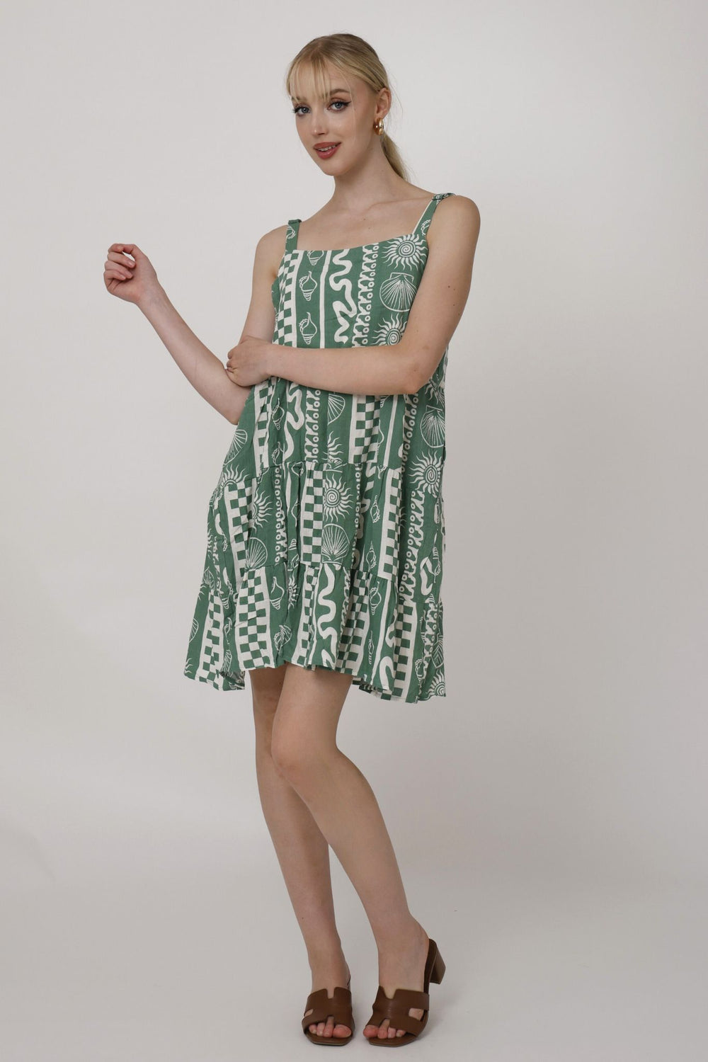 Aegean Coast Mini Dress – Green