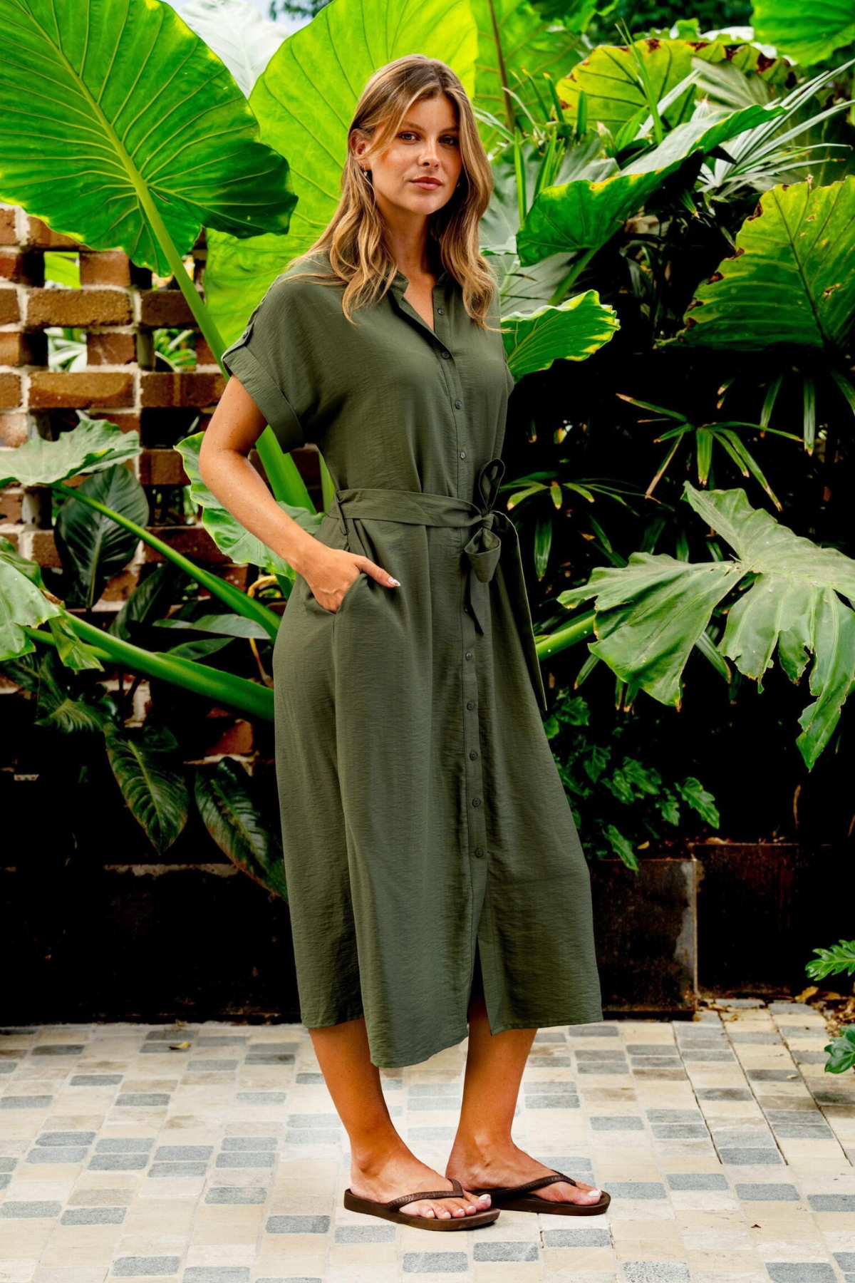 Carlson Dress - Moss Green