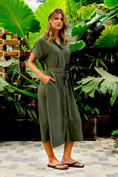 Carlson Dress - Moss Green