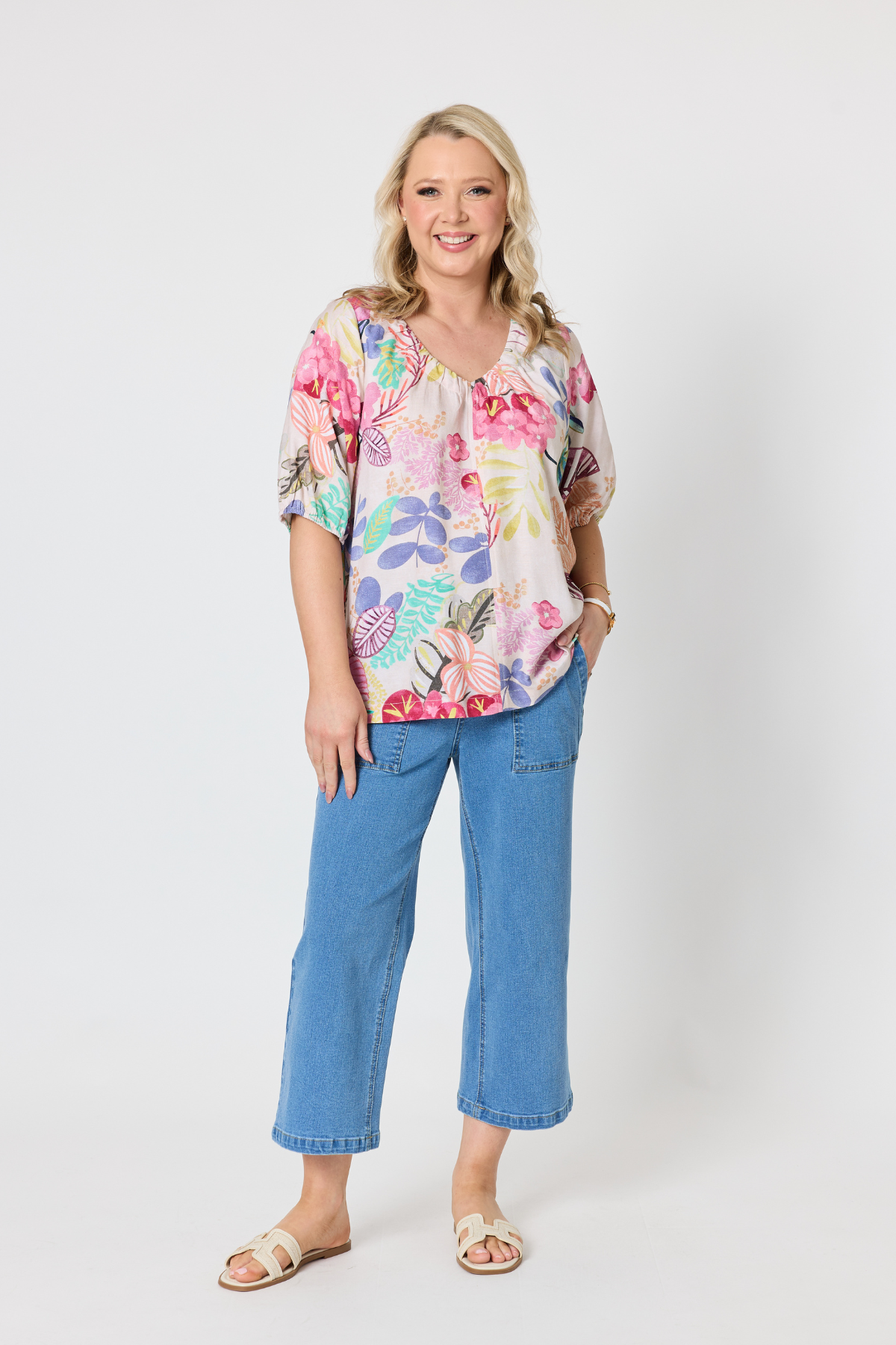 Desert Rose Floral Print Top - Pink/Multi