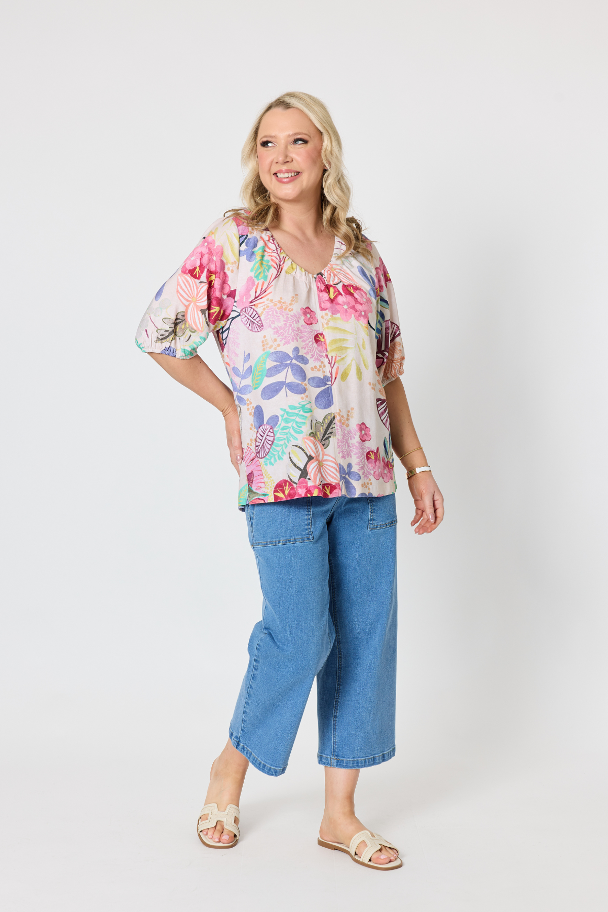 Desert Rose Floral Print Top - Pink/Multi