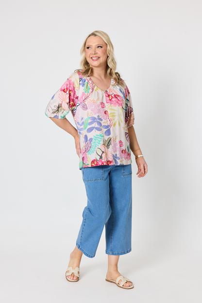 Desert Rose Floral Print Top - Pink/Multi