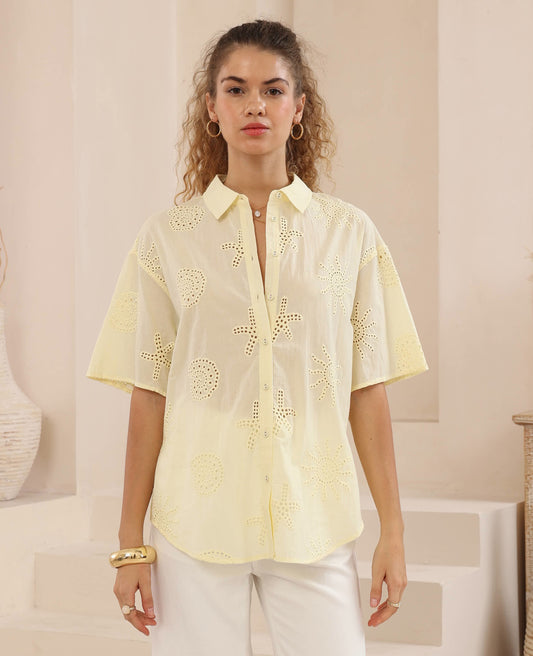 Lemon Sunshine Broderie Shirt | Lightweight Button Up