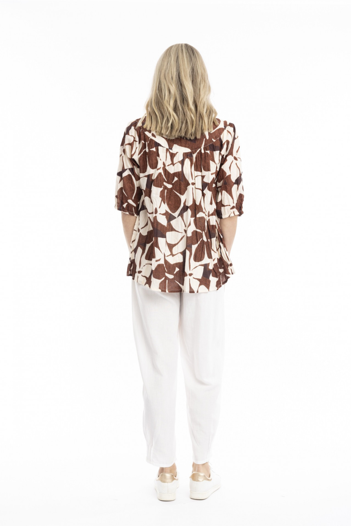Cutout Flowers -V-Neck Tassel Top
