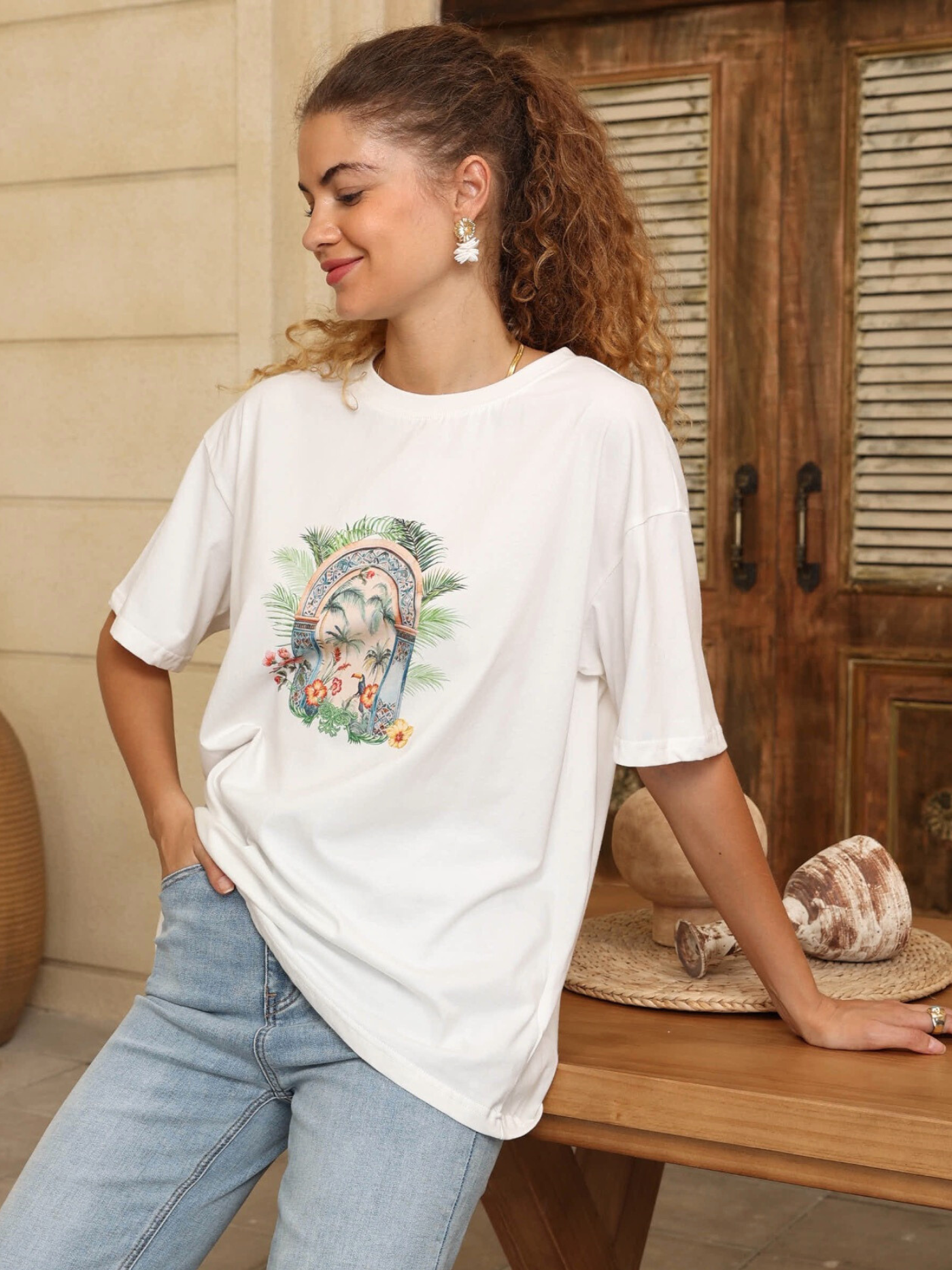 Tropical Arch Tee | White