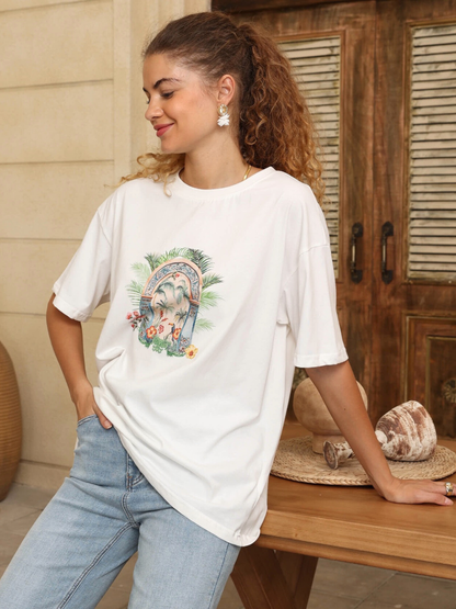 Tropical Arch Tee | White