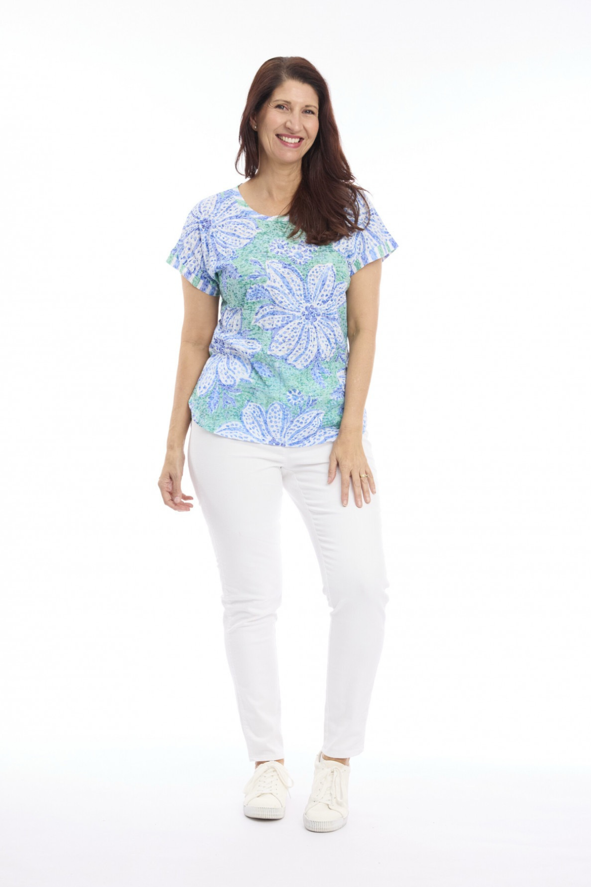 Burnout Stripe & Print Drop Shoulder Tee