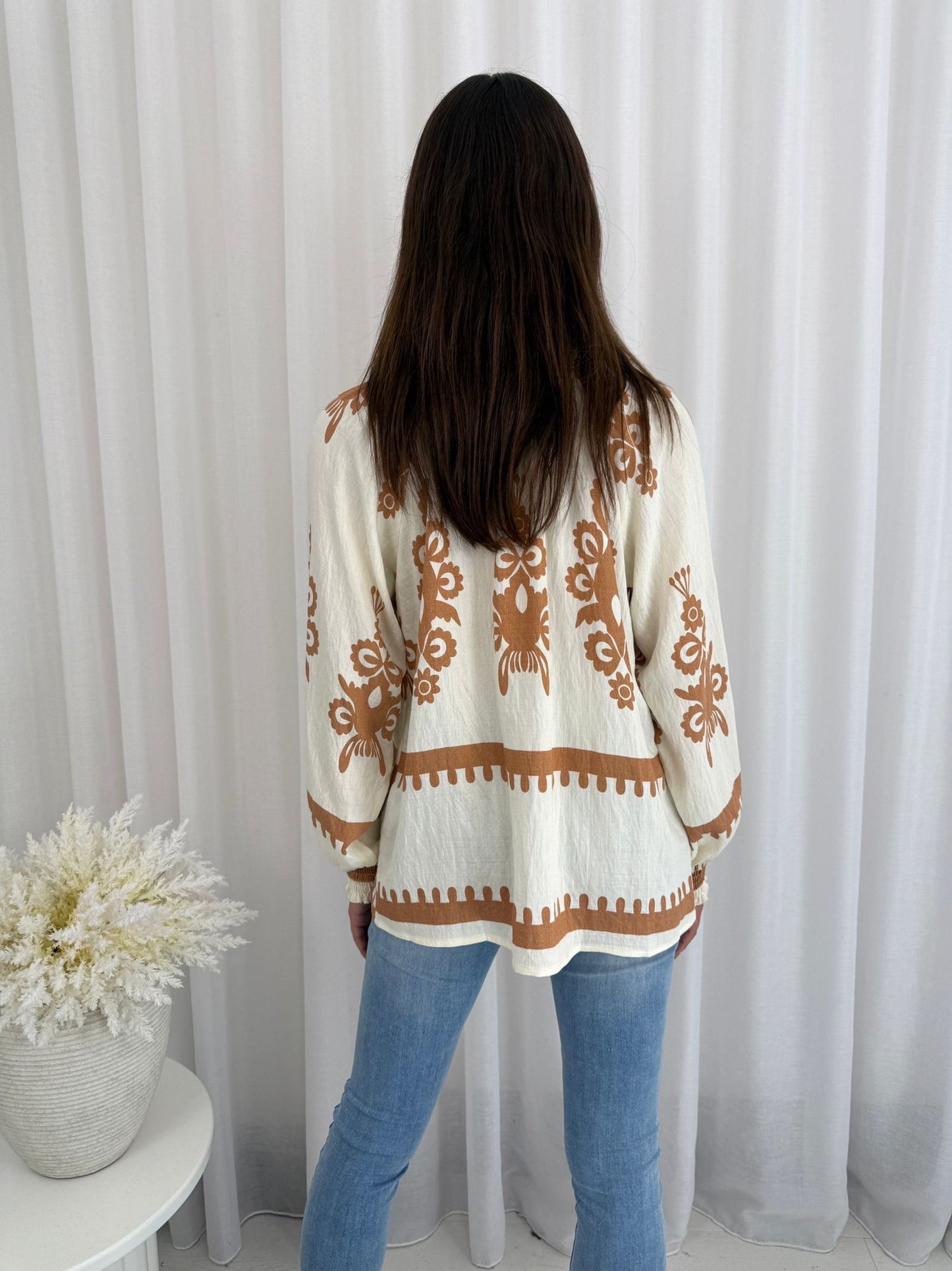 Sorrento Blouse -Caramel