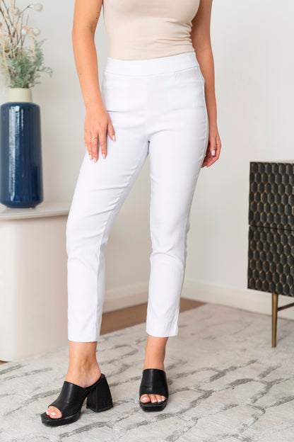 Structured Stretch Pants – White