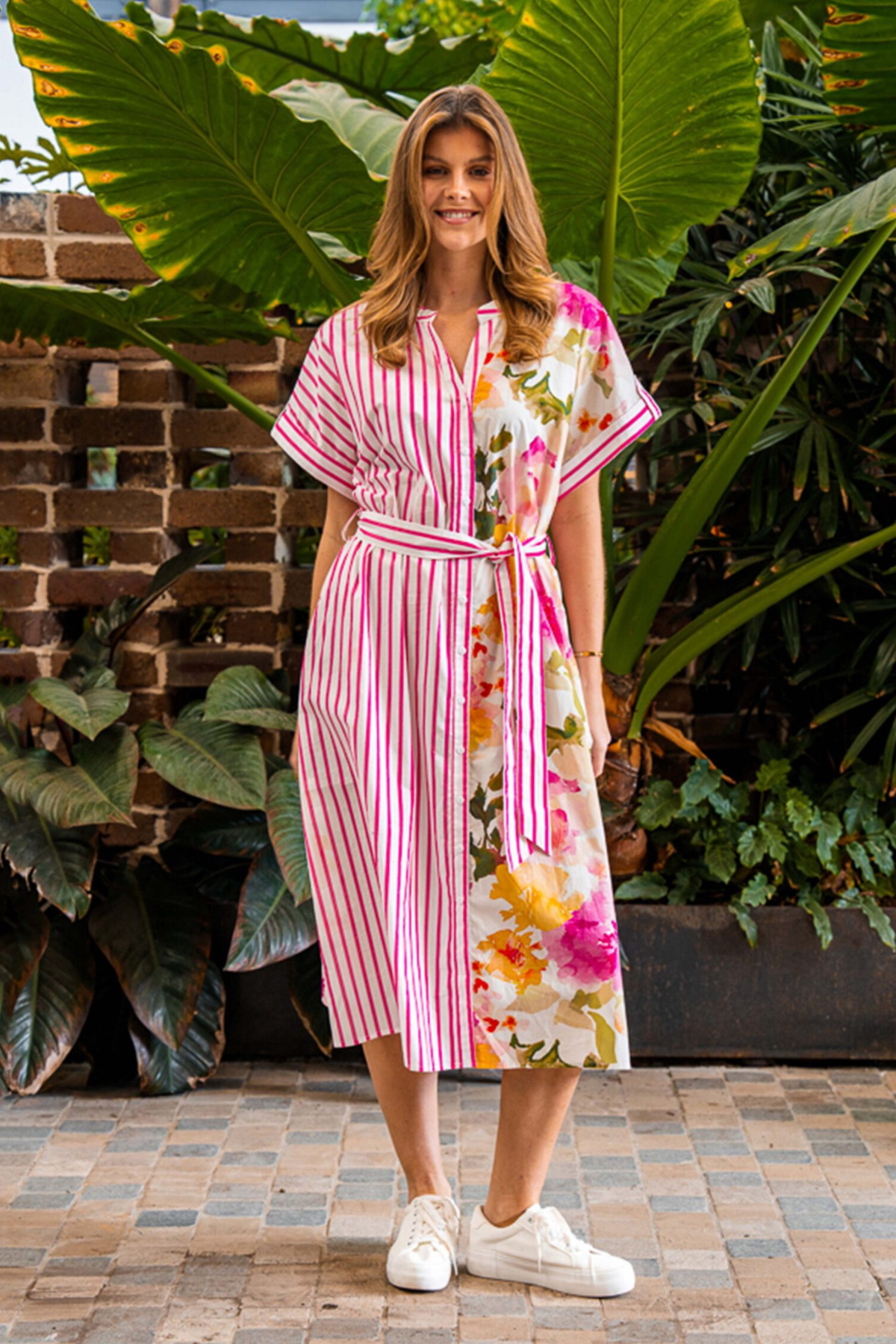 Donnelly Midi Dress – Stripe Floral Print