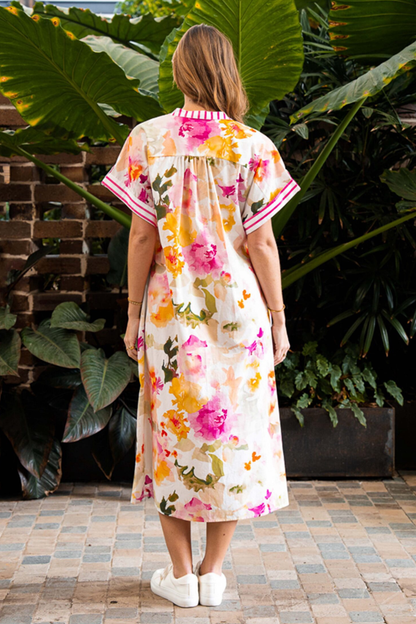 Donnelly Midi Dress – Stripe Floral Print