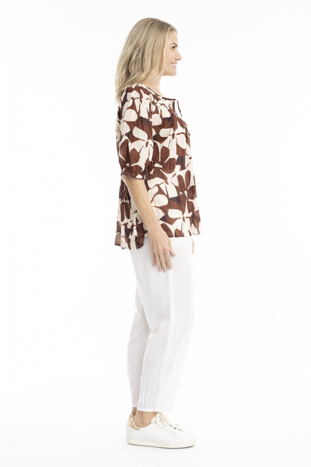 Cutout Flowers -V-Neck Tassel Top