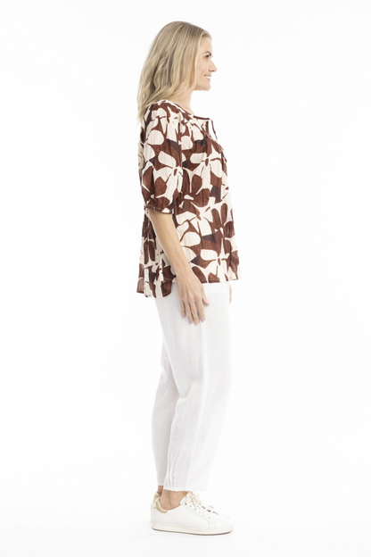 Cutout Flowers -V-Neck Tassel Top