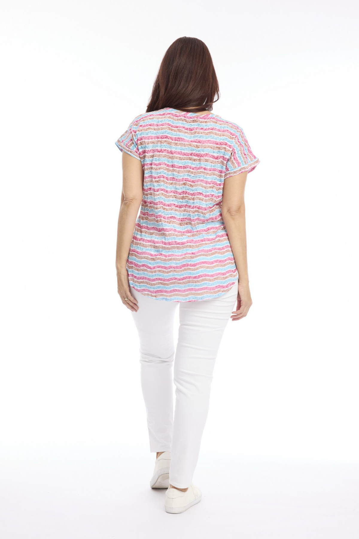 Burnout Stripe & Print Drop Shoulder Tee