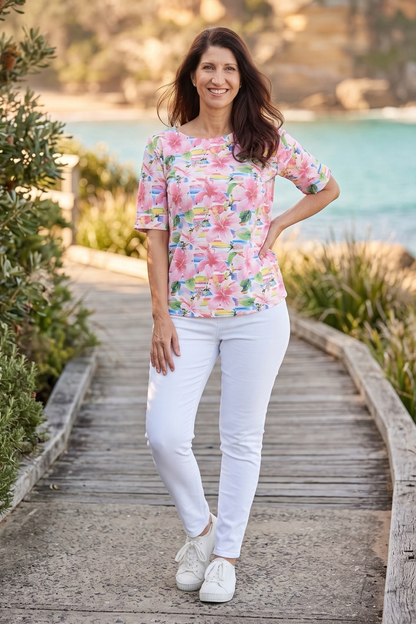 Round Neck with Short Sleeves