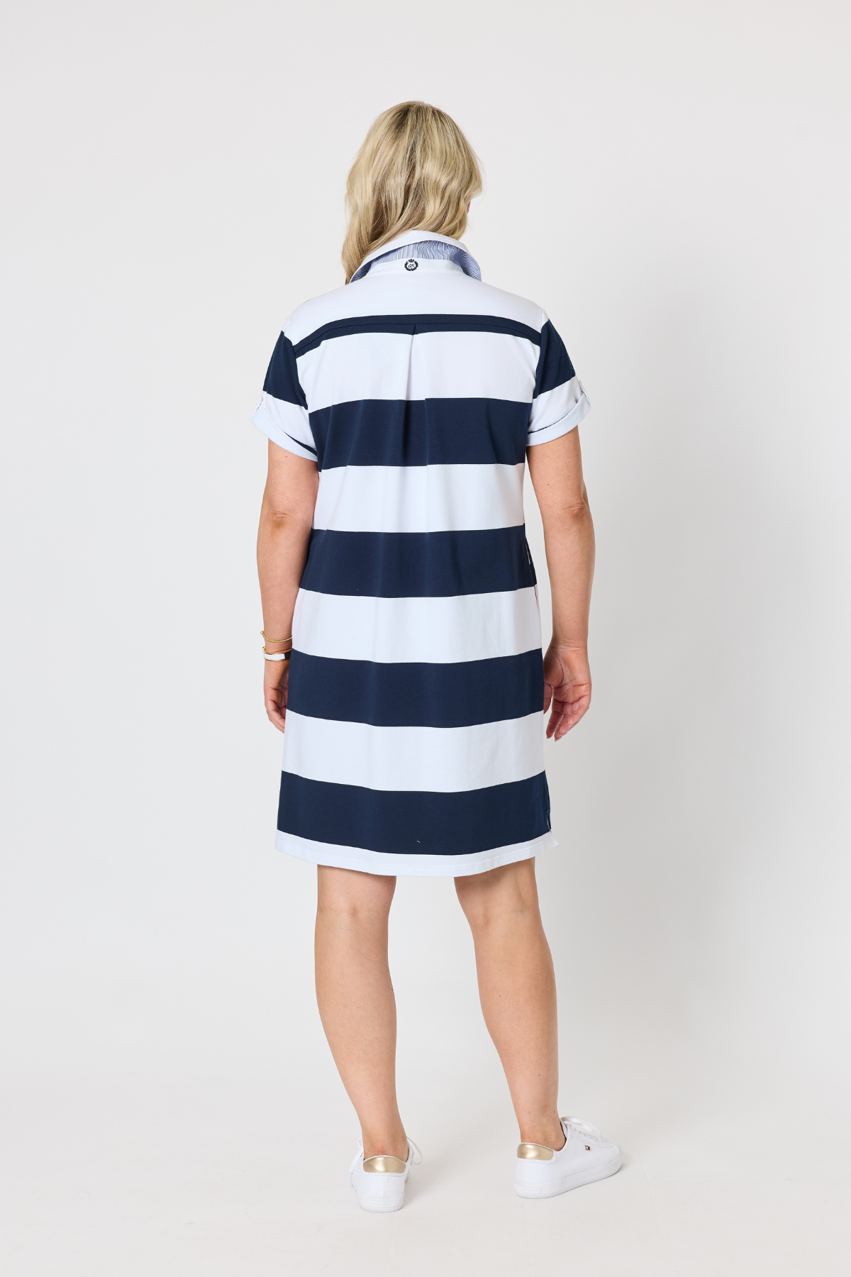 Riviera Polo Stripe Dress - Navy/White