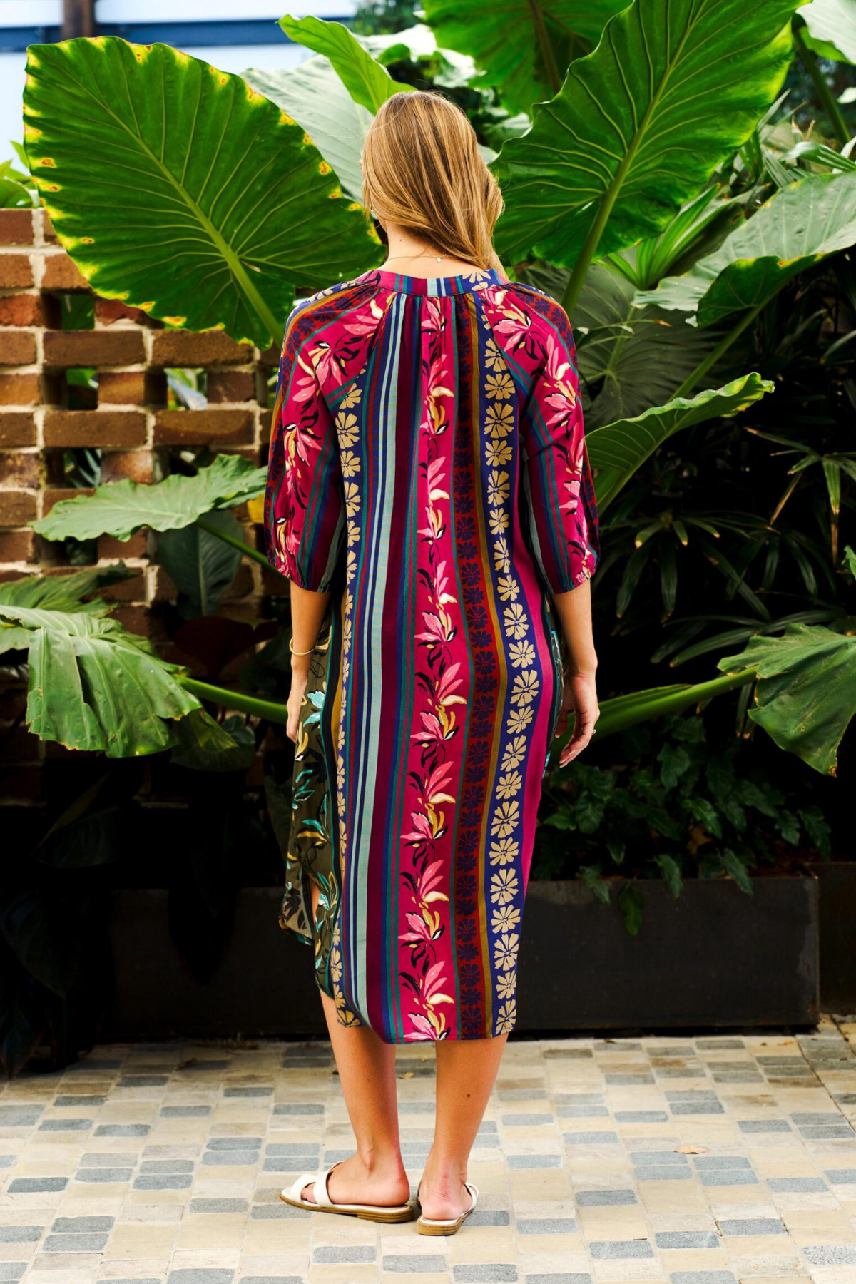 Michaela Midi Dress – Multi Stripe Print