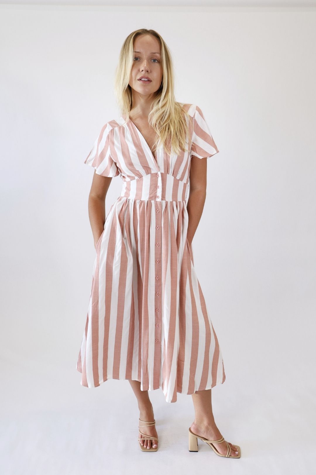Sorrento Stripe Dress – Rose