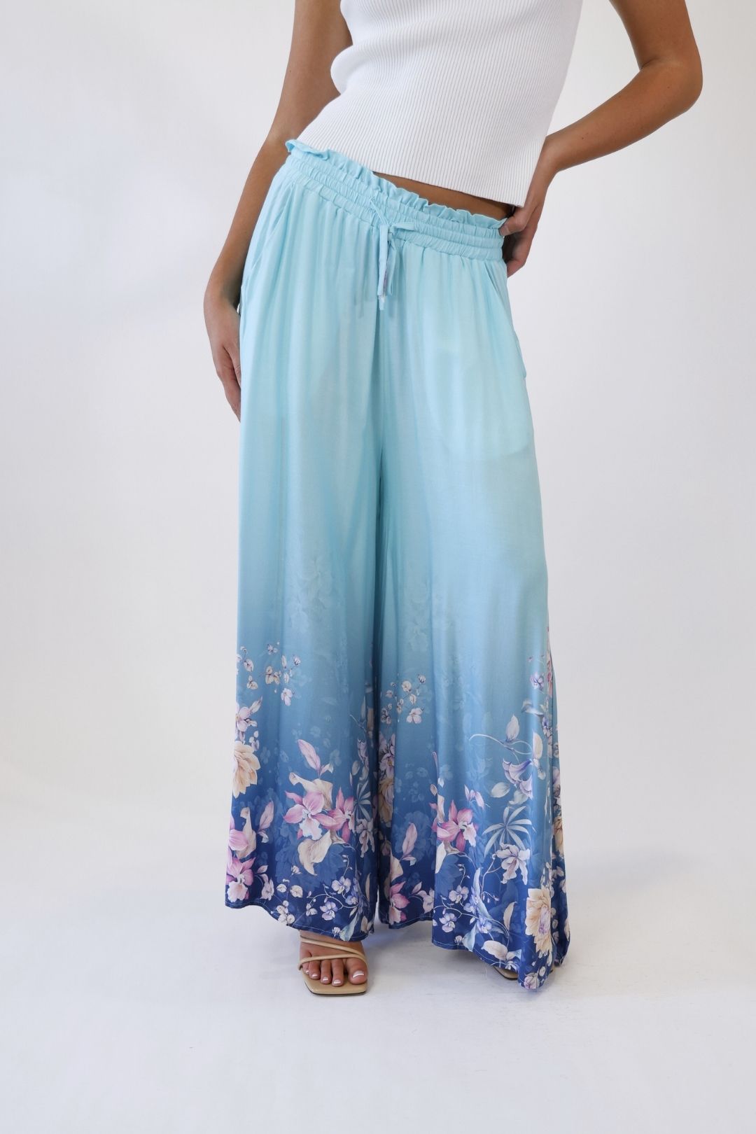 Spring Bloom Wide Leg Pants – Blue Multi