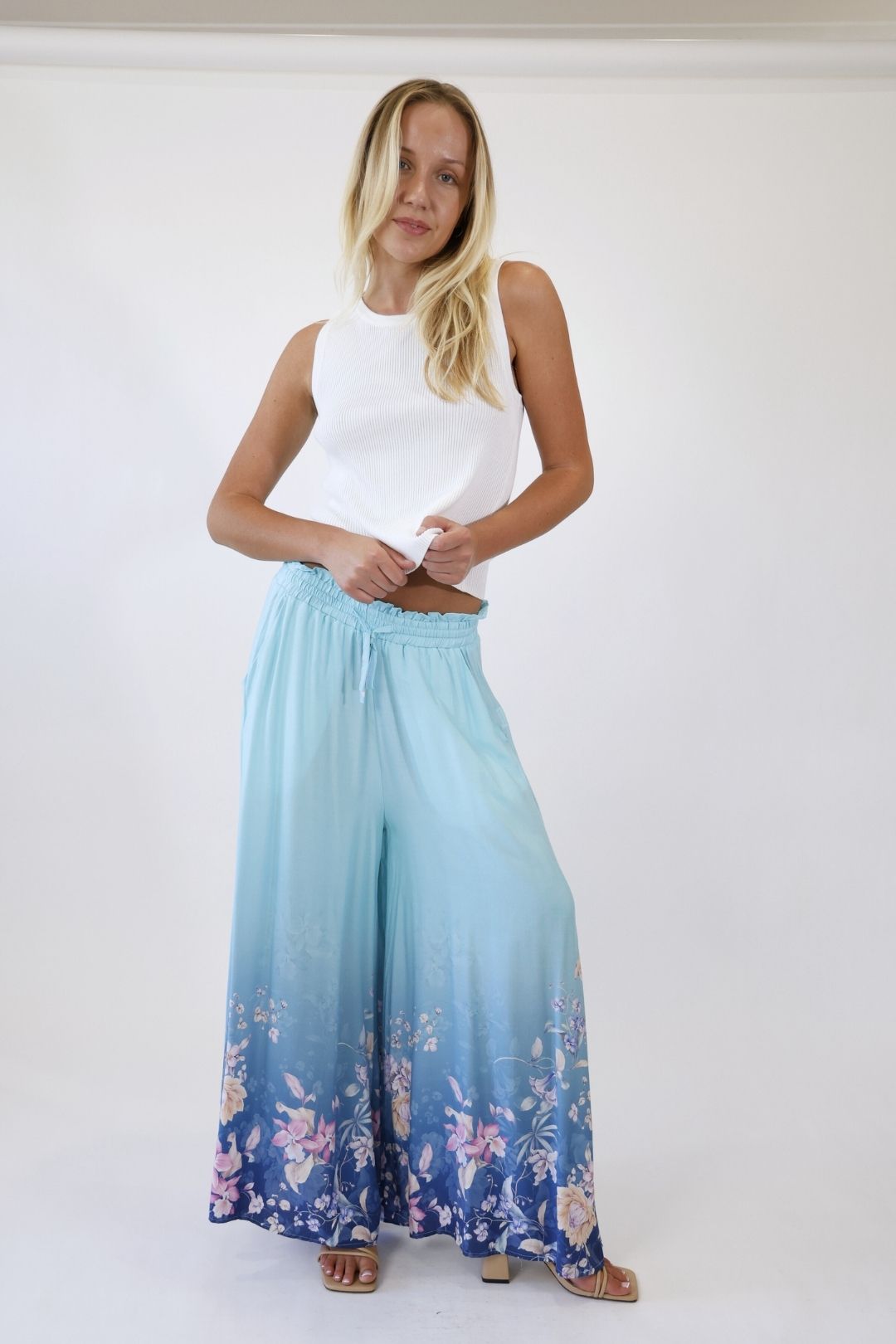 Spring Bloom Wide Leg Pants – Blue Multi