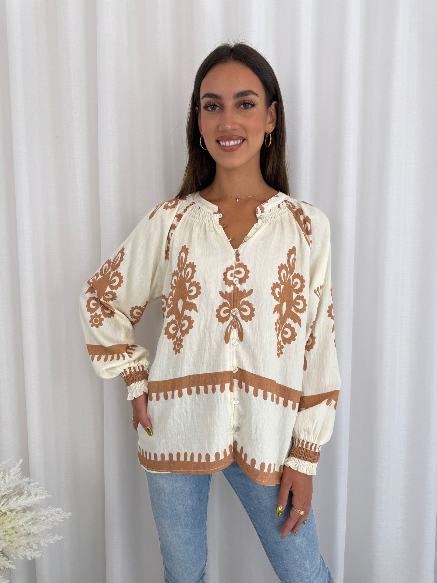 Sorrento Blouse -Caramel