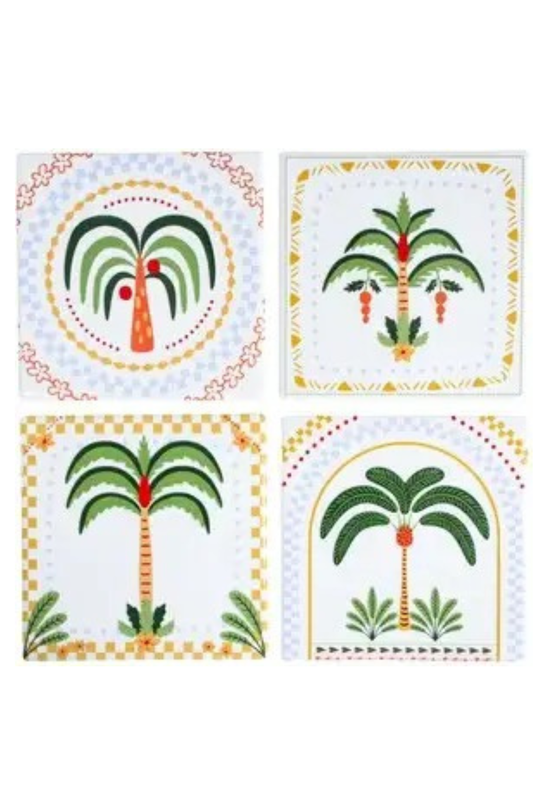 Tropical Palm Ceramic Coasters – Set of 4