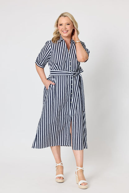 Riviera Stripe Print Shirtdress