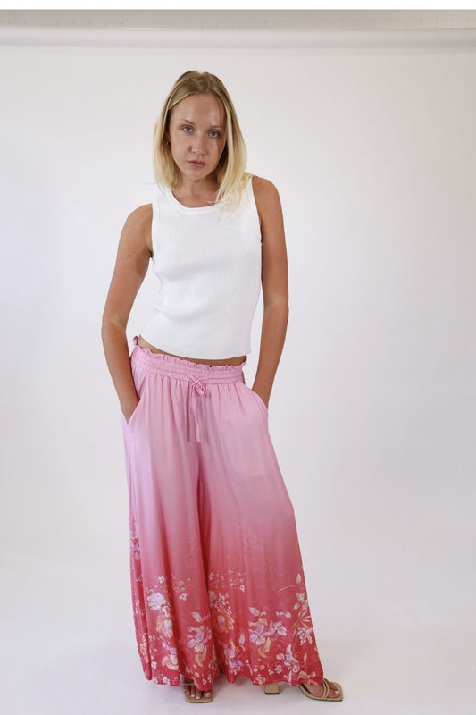 Spring Bloom Wide Leg Pants – Pink Multi