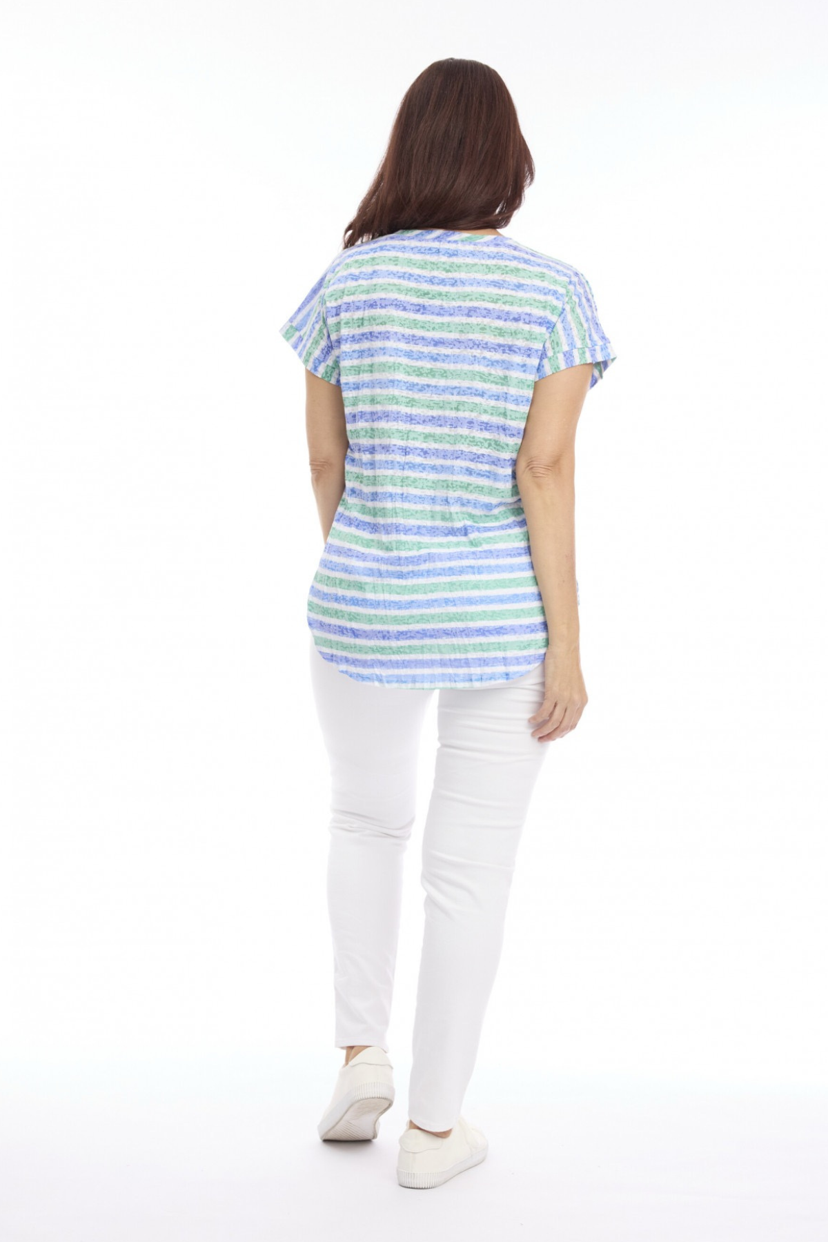 Burnout Stripe & Print Drop Shoulder Tee